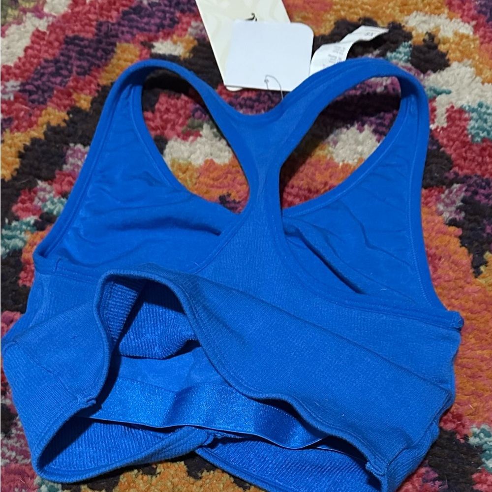 Fabletics Ribbed Blue Bra Crop Top